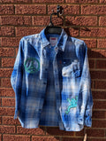 Youth Medium Peace + Frogs + Flower Upcycled Levi's flannel