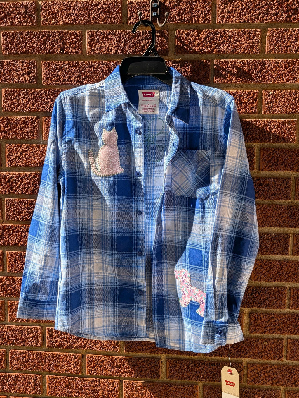 Youth Large Cat + Dog + Flower Upcycled Levi's Flannel