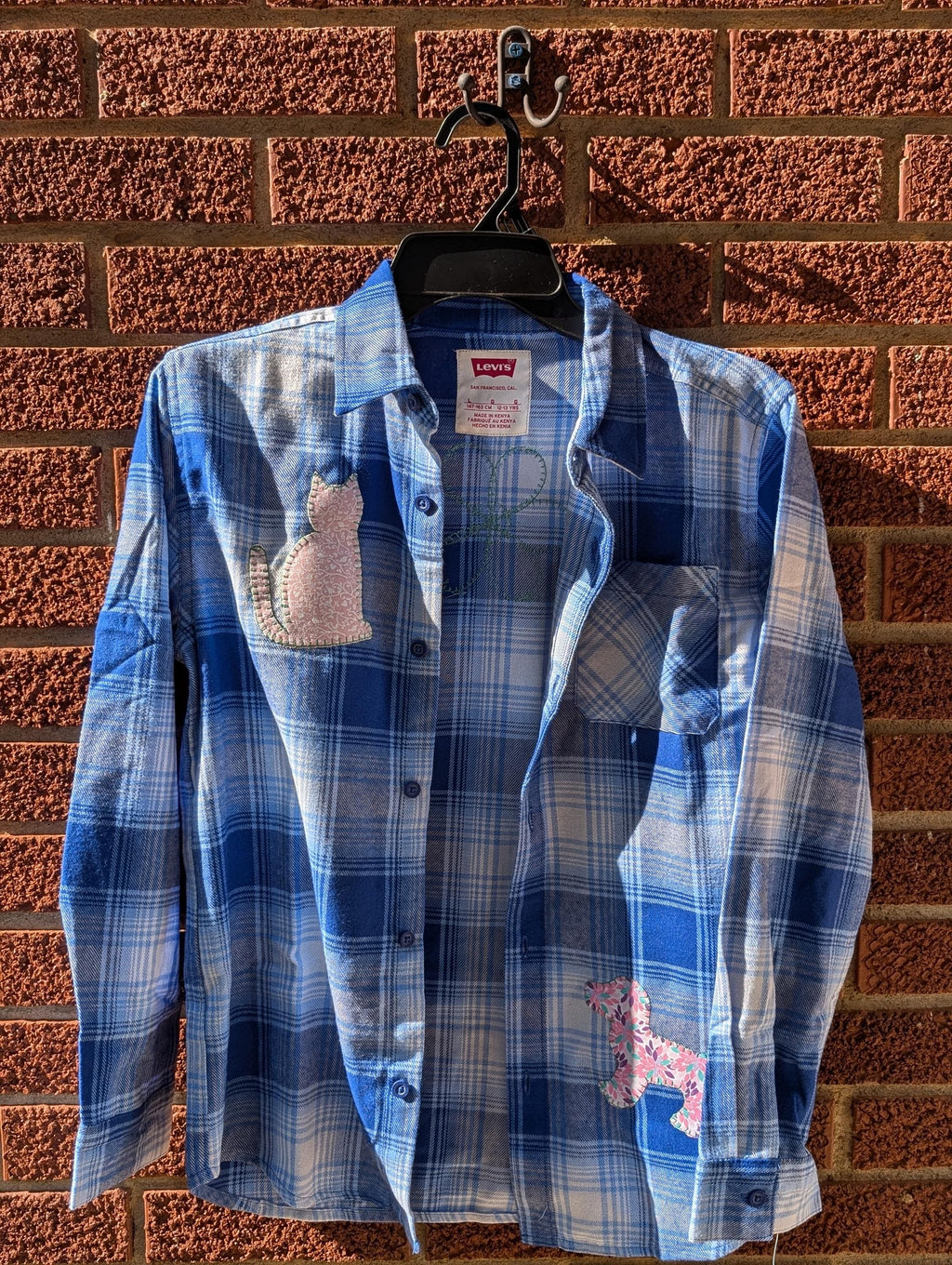Youth Large Cat + Dog + Flower Upcycled Levi's Flannel