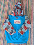 Upcycled Reworked Patchwork Women's Large Hoodie Sweatshirt Repurposed Quilt
