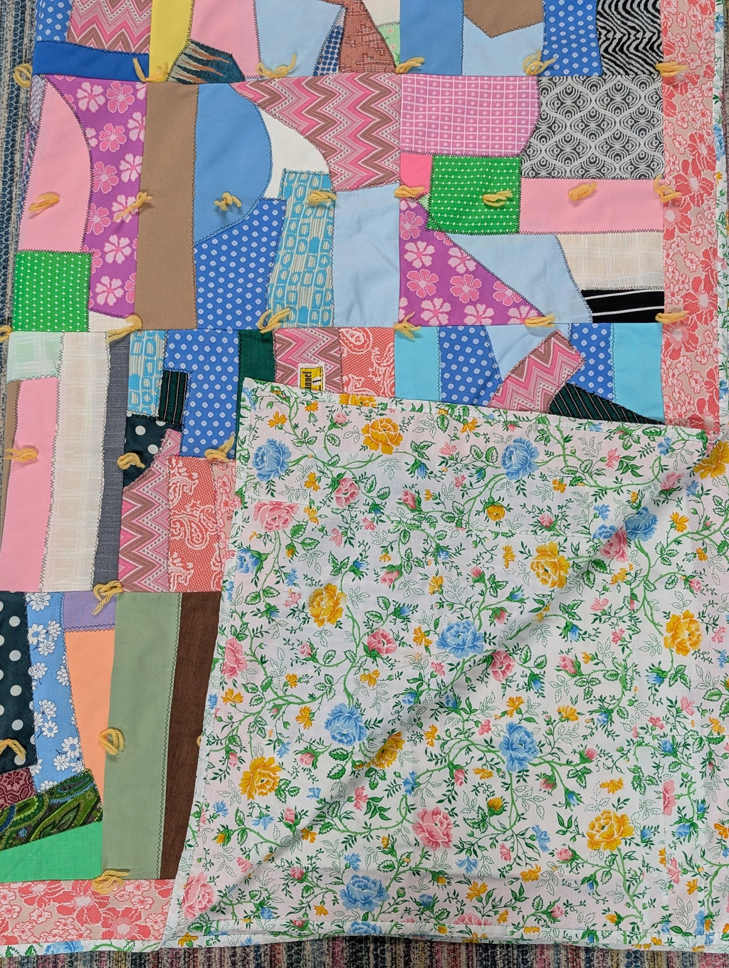 vintage reversible patchwork crazy quilt