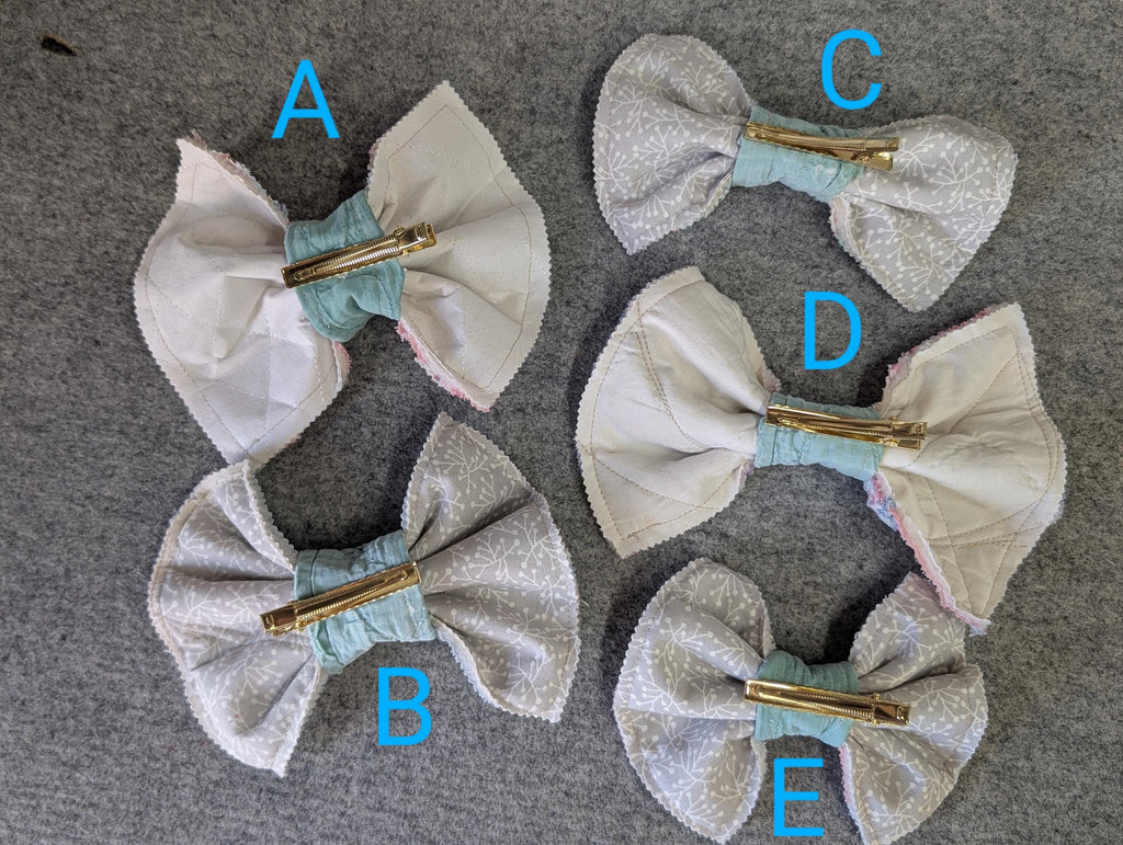 Vintage Quilt Bows Upcycled Reworked Hairbows