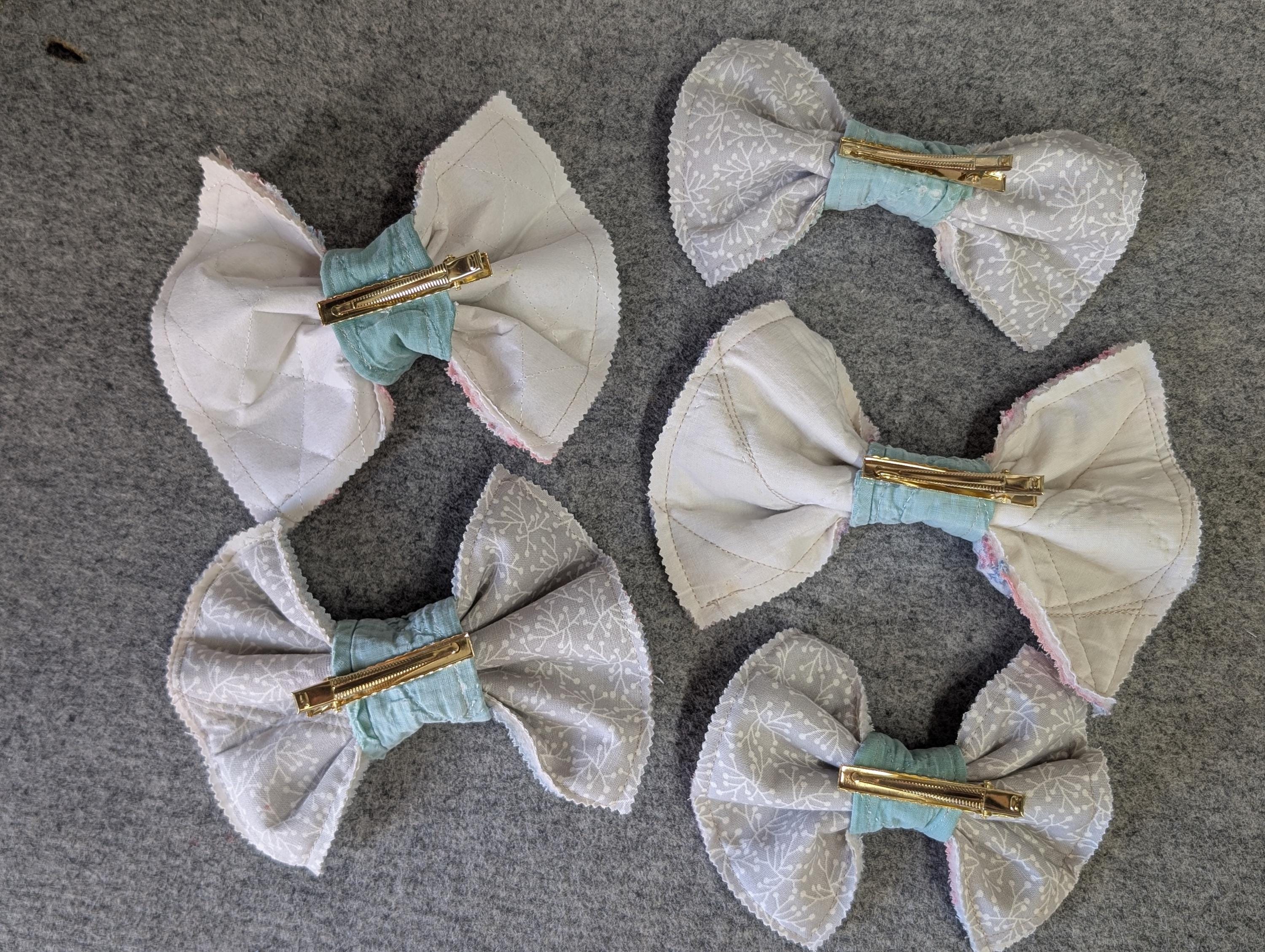 Vintage Quilt Bows Upcycled Reworked Hairbows