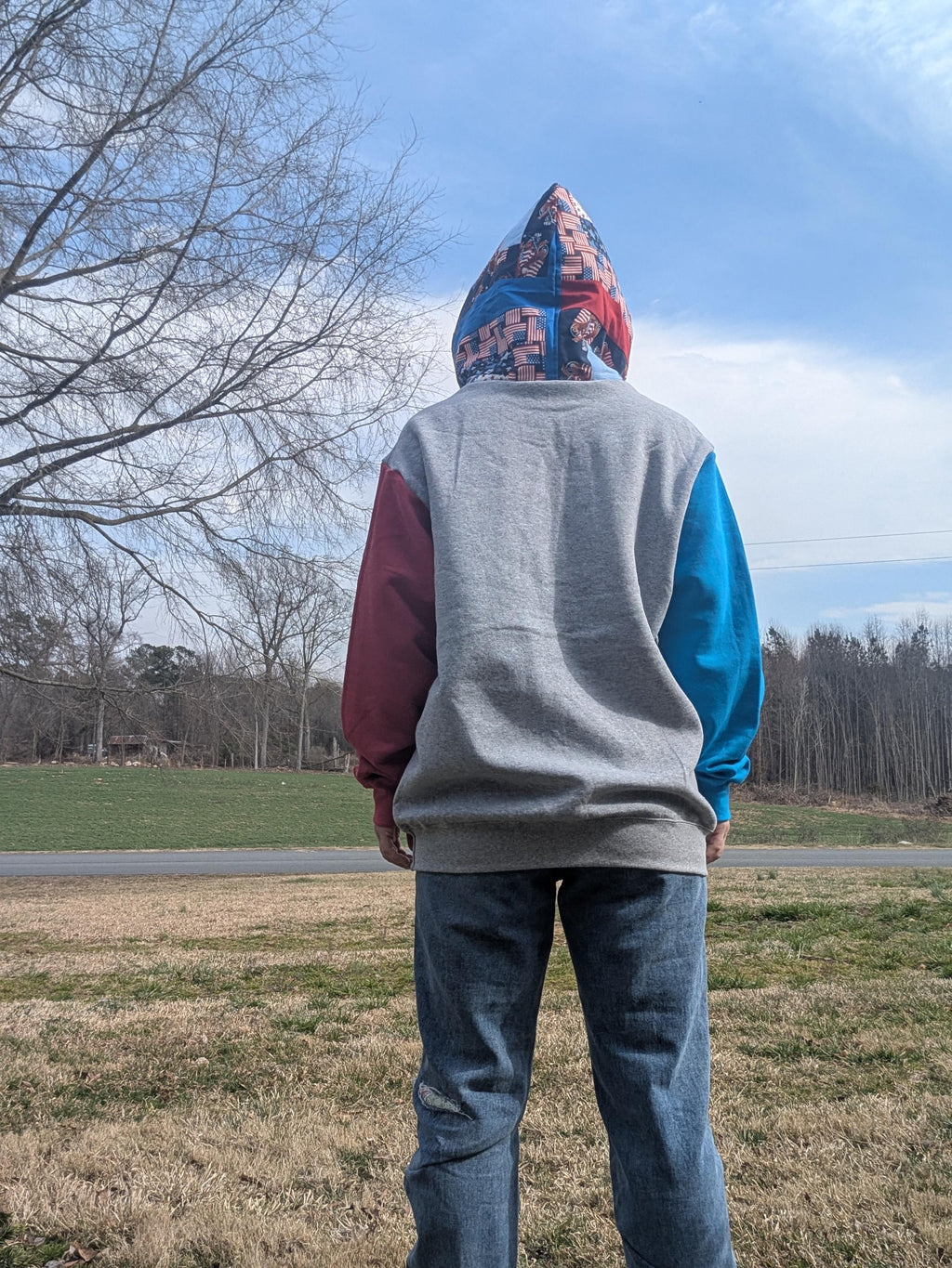 Reworked Hoodie Sweatshirt Upcycled Quilt Women's Large