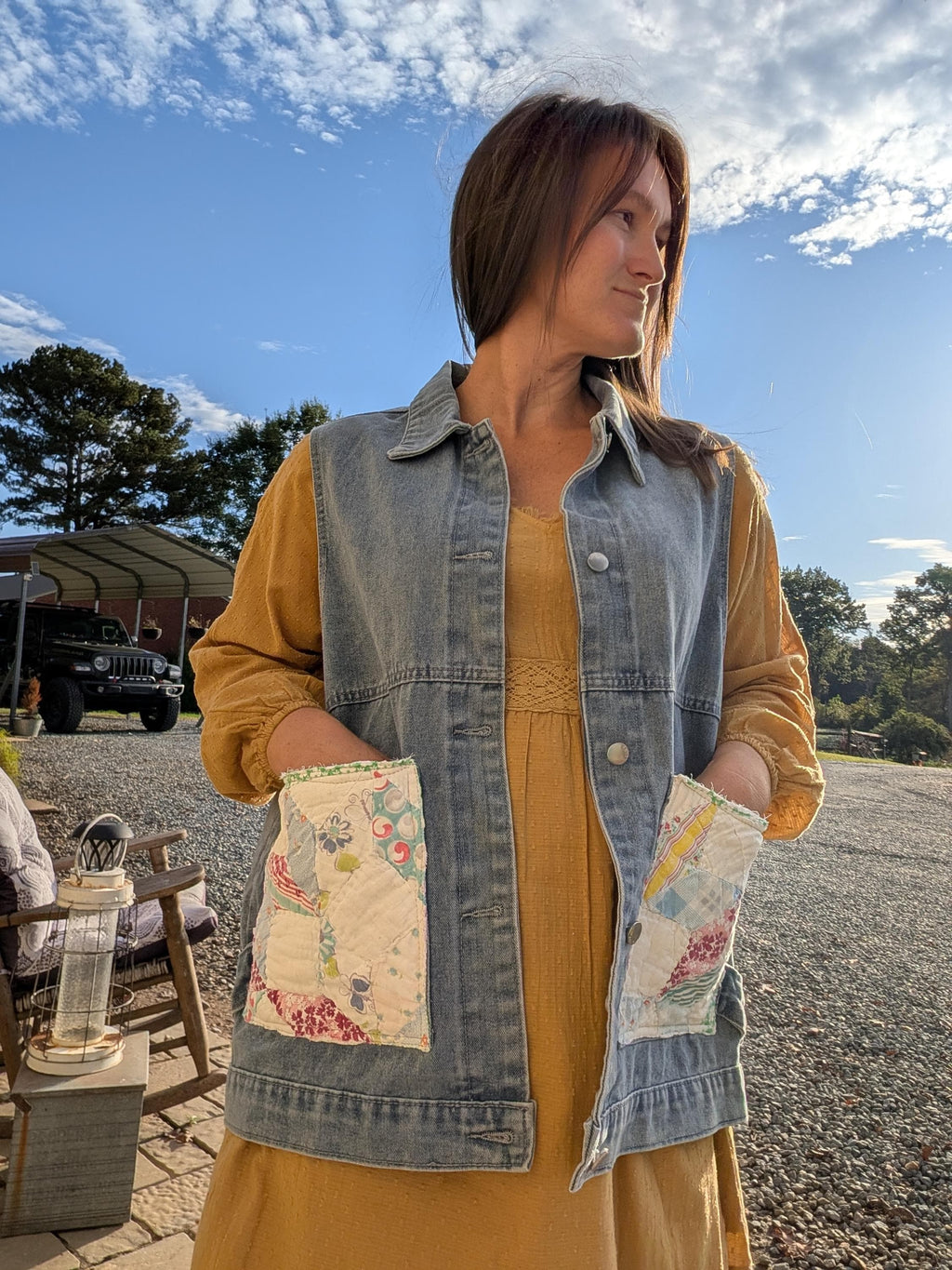 Reworked Vintage Quilt Denim Women's Vest