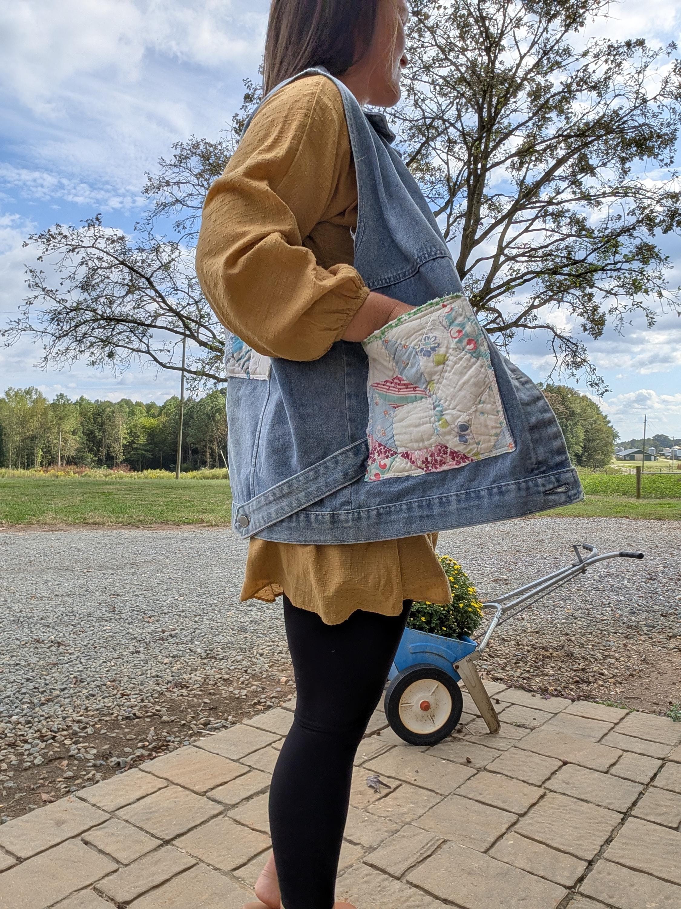Reworked Vintage Quilt Denim Women's Vest