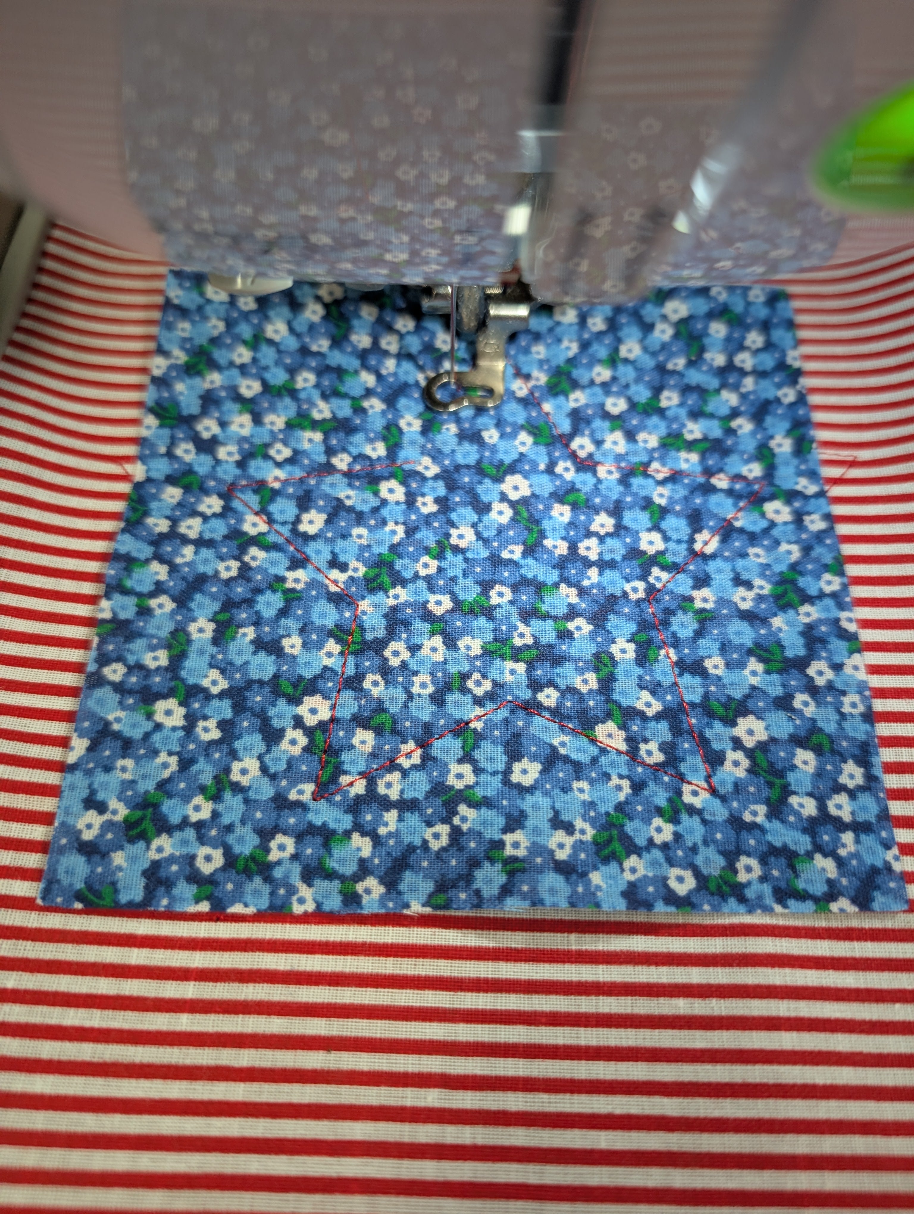 Patriotic Star Layered Bean Stitch Applique Embroidery