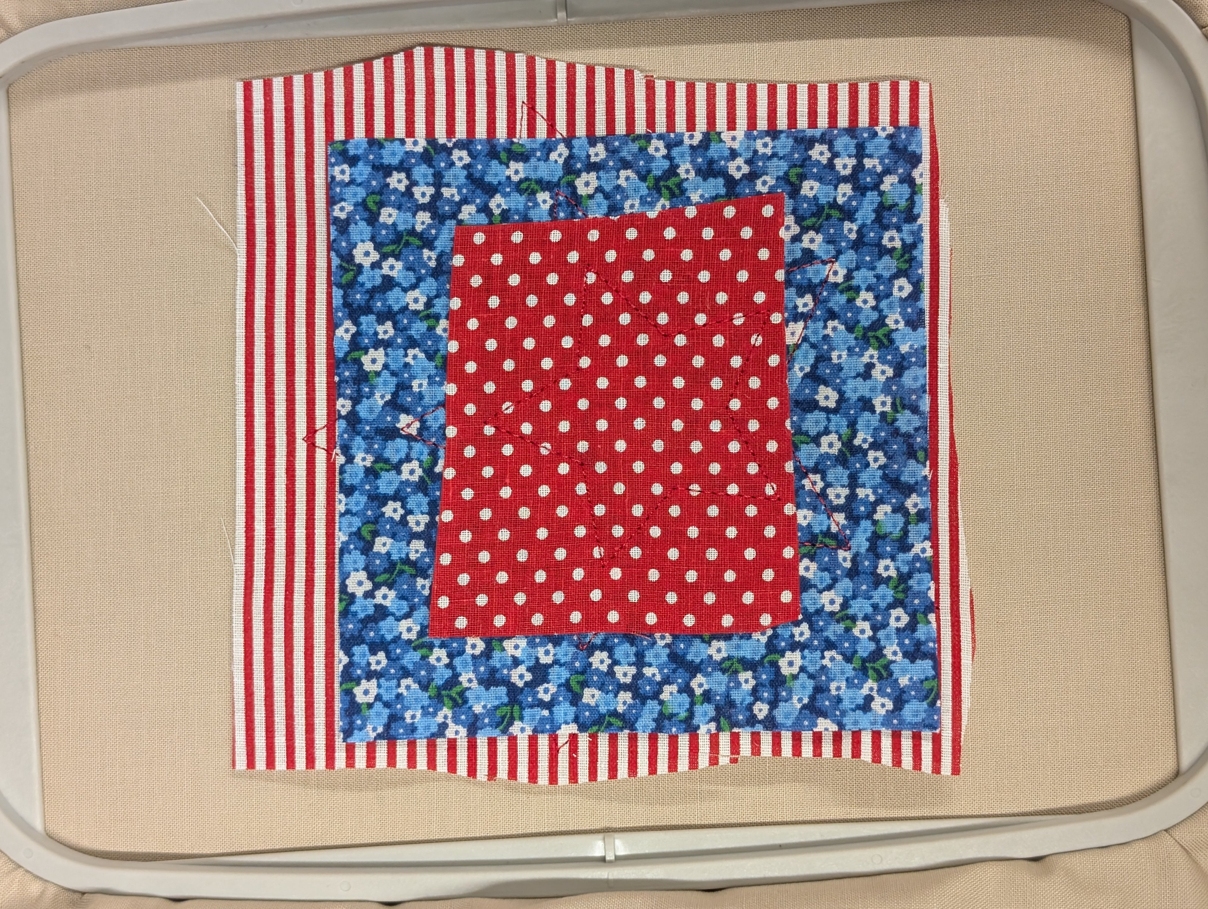 Patriotic Star Layered Bean Stitch Applique Embroidery
