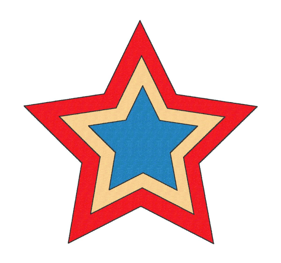 Patriotic Star Layered Bean Stitch Applique Embroidery